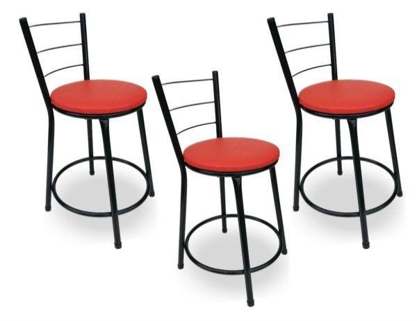 Kit 3 Banquetas Baixa de Aço Pintura Epóxi Preta com Vermelho - Decore fácil shop Menor preço em Kit 3 Banquetas Baixa de Aço Pintura Epóxi Preta com Vermelho - Decore fácil shop