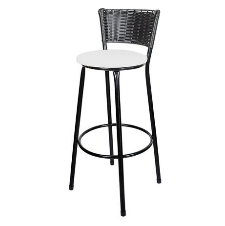 Kit 3 Banquetas Bistrô Hawaii Rattan Junco Preto Epóxi e Assento Branco - Decore fácil shop Menor preço em Kit 3 Banquetas Bistrô Hawaii Rattan Junco Preto Epóxi e Assento Branco - Decore fácil shop