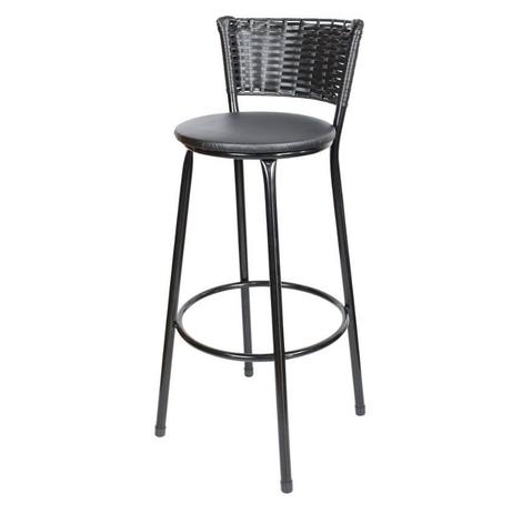 Kit 3 Banquetas Bistrô Hawaii Rattan Junco Preto Epóxi e Assento Preto - Decore Fácil Shop Menor preço em Kit 3 Banquetas Bistrô Hawaii Rattan Junco Preto Epóxi e Assento Preto - Decore Fácil Shop