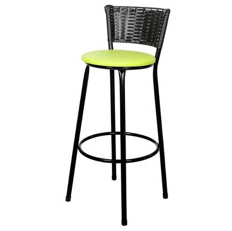 Kit 3 Banquetas Bistrô Hawaii Rattan Junco Preto Epóxi e Assento Verde - Decore fácil shop Menor preço em Kit 3 Banquetas Bistrô Hawaii Rattan Junco Preto Epóxi e Assento Verde - Decore fácil shop