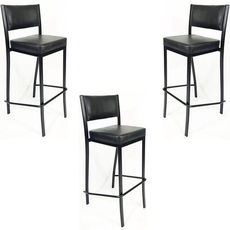 Kit 3 Banquetas EMPILHÁVEL Preta alta assento e encosto Preto - Poltronas do Sul Menor preço em Kit 3 Banquetas EMPILHÁVEL Preta alta assento e encosto Preto - Poltronas do Sul