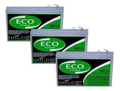 KIT 3 BATERIA ECO POWER 12V 16AH 6-DZM-12 PARA BIKE ELÉTRICA 36v PATINETE ELETRICO 36v Menor preço em KIT 3 BATERIA ECO POWER 12V 16AH 6-DZM-12 PARA BIKE ELÉTRICA 36v PATINETE ELETRICO 36v
