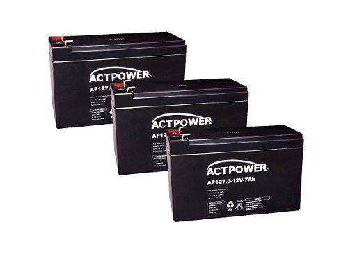 Kit 3 Bateria Gel 12v 7ah Scooter Bike Elétrica Patinete - Act Power Menor preço em Kit 3 Bateria Gel 12v 7ah Scooter Bike Elétrica Patinete - Act Power