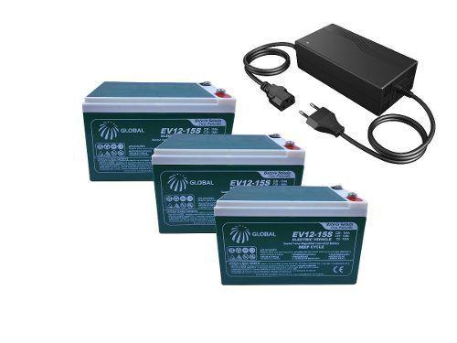 Kit 3 Bateria Global 12v 15ah e Carregador 36v Bike Elétrica - Bosch Menor preço em Kit 3 Bateria Global 12v 15ah e Carregador 36v Bike Elétrica - Bosch