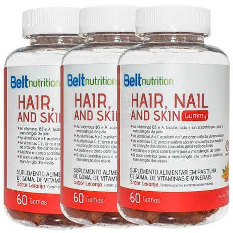 Kit 3 Belt Hair Gummy Laranja Gomas Cabelo Unha - Belt Nutrition Menor preço em Kit 3 Belt Hair Gummy Laranja Gomas Cabelo Unha - Belt Nutrition