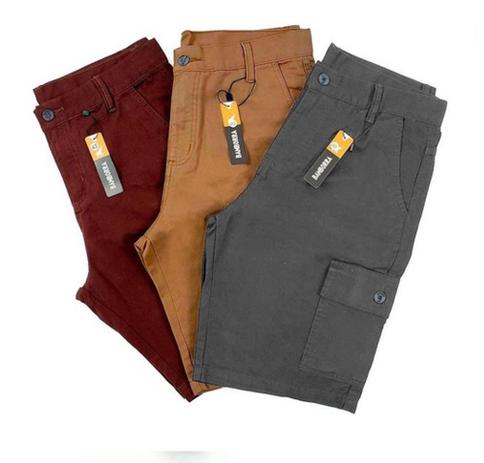 Kit 3 Bermuda Brim Cargo Masculino 6 Bolso (cor sortida) - KYK Menor preço em Kit 3 Bermuda Brim Cargo Masculino 6 Bolso (cor sortida) - KYK