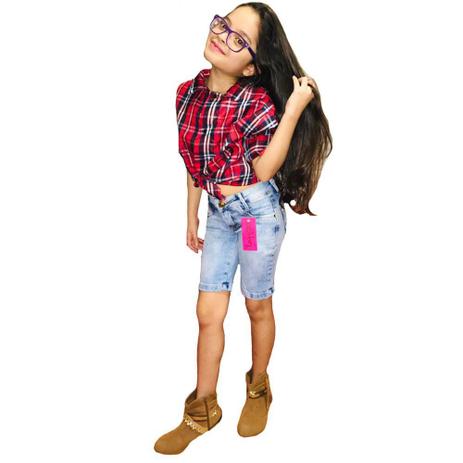 bermuda jeans infanto juvenil feminina