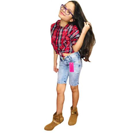 bermuda jeans infanto juvenil feminina