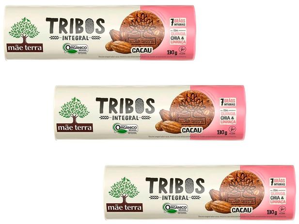 Kit 3 Biscoito Tribos Cacau Vegano Orgânico Mãe Terra 130g Menor preço em Kit 3 Biscoito Tribos Cacau Vegano Orgânico Mãe Terra 130g