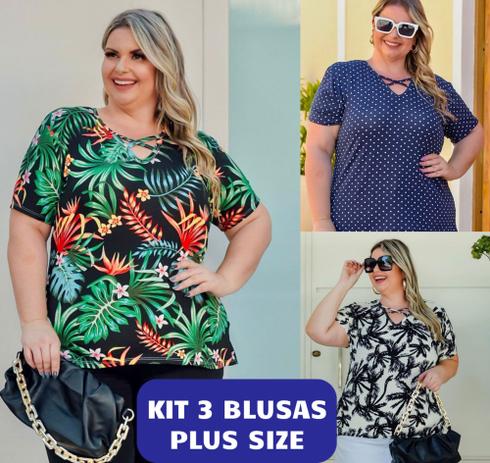 blusas simples plus size