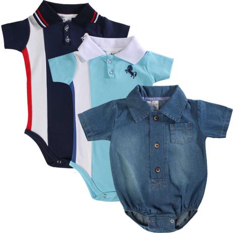 Kit 3 Body Bebe Menino 2 Camisa Polo E 1 Jeans 1 Bebe Moda Infantil Magazine Luiza