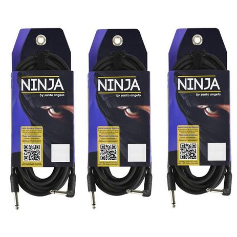 Kit 3 Cabos Instrumento Santo Angelo Ninja L 15ft 4,5m P10 - Santo ângelo Menor preço em Kit 3 Cabos Instrumento Santo Angelo Ninja L 15ft 4,5m P10 - Santo ângelo