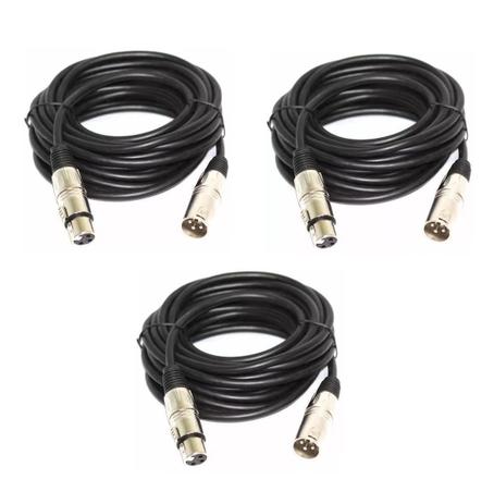 Kit 3 Cabos Microfone Xlr Macho Fêmea Balanceado 10 Metros - Vines music Menor preço em Kit 3 Cabos Microfone Xlr Macho Fêmea Balanceado 10 Metros - Vines music