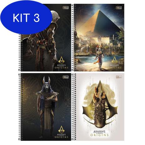 Kit 3 Caderno versitário 10Matérias 200 Folhas Assassins Creed - Tilibra Menor preço em Kit 3 Caderno versitário 10Matérias 200 Folhas Assassins Creed - Tilibra