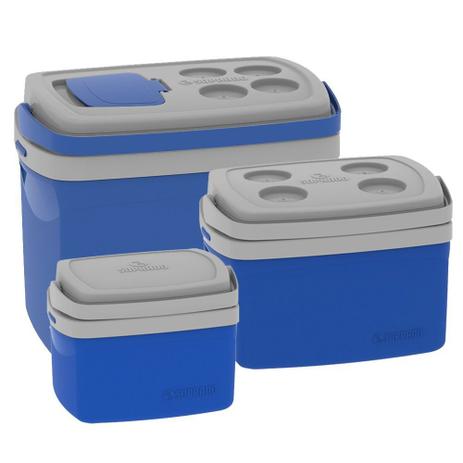 Kit 3 Caixa Térmica 32, 12, 5 L Azul Soprano Menor preço em Kit 3 Caixa Térmica 32, 12, 5 L Azul Soprano