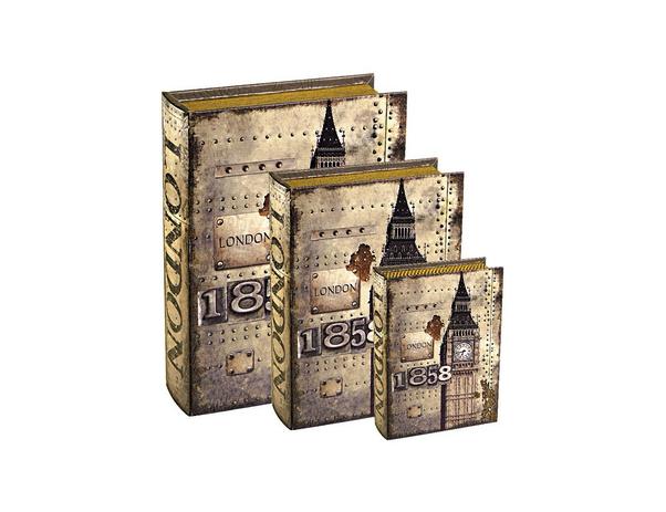 Kit 3 Caixas Livro Mdf London Organizador P/M/G Decoração - Mart Menor preço em Kit 3 Caixas Livro Mdf London Organizador P/M/G Decoração - Mart