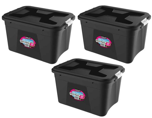 Kit 3 Caixas Organizadoras 20 Litros Preta PP C/ Travas 0770 Uninjet é boa?