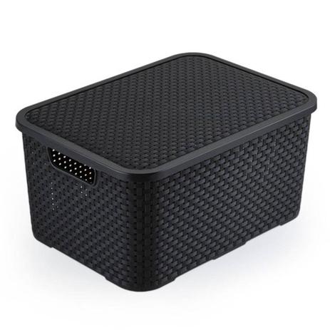 Kit 3 Caixas Rattan 7 Litros Cesto Organizador Multiuso Com Tampa Quartos Closet Armário Cor: Preta - Monte líbano é boa?