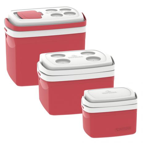 Kit 3 Caixas Térmicas Tropical 5L, 12L e 32L Soprano Vermelho Menor preço em Kit 3 Caixas Térmicas Tropical 5L, 12L e 32L Soprano Vermelho