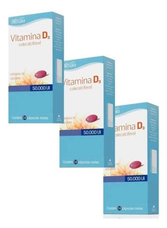 Kit 3 Caixas Vitamina D3 50.000 Ui Com 4 Cápsulas Althaia Menor preço em Kit 3 Caixas Vitamina D3 50.000 Ui Com 4 Cápsulas Althaia