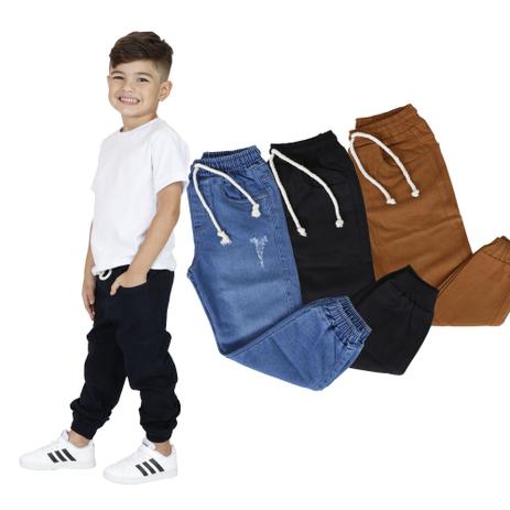 Kit 3 Calça Jeans Jogger Masculina Infantil - Daze Modas Menor preço em Kit 3 Calça Jeans Jogger Masculina Infantil - Daze Modas