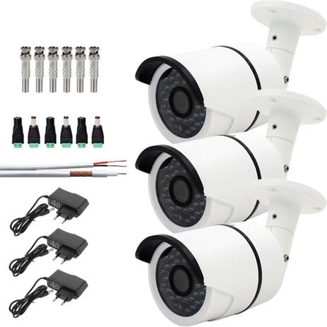 Kit 3 Cameras De Segurança Infra Ahd 960p Com 50mts Cabo E Fonte - Power Menor preço em Kit 3 Cameras De Segurança Infra Ahd 960p Com 50mts Cabo E Fonte - Power