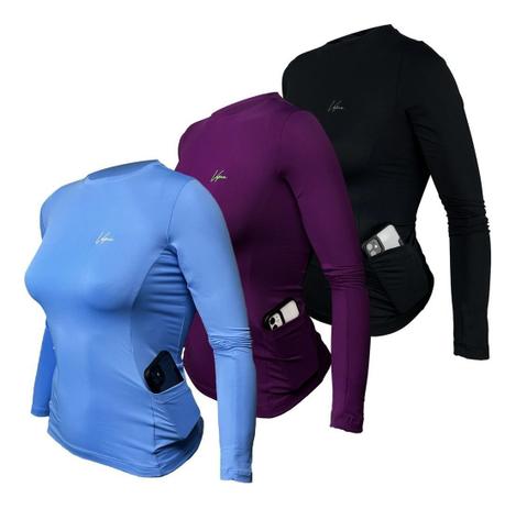 camisa ciclismo feminina com bolso