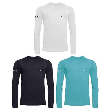 Kit 3 Camisas Térmicas Puma UV50+ Manga Longa Infantil Menor preço em Kit 3 Camisas Térmicas Puma UV50+ Manga Longa Infantil