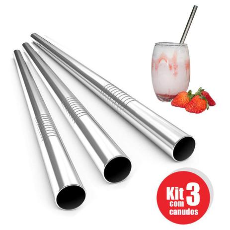 kit 3 Canudos Milk Shake Aço Inox Metal 12mm Reutilizaveis - Ab midia Menor preço em kit 3 Canudos Milk Shake Aço Inox Metal 12mm Reutilizaveis - Ab midia