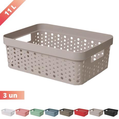 Kit 3 Cesto Organizador s/ Tampa Trama Rattan 11L Usual - Usual Utilidades Menor preço em Kit 3 Cesto Organizador s/ Tampa Trama Rattan 11L Usual - Usual Utilidades