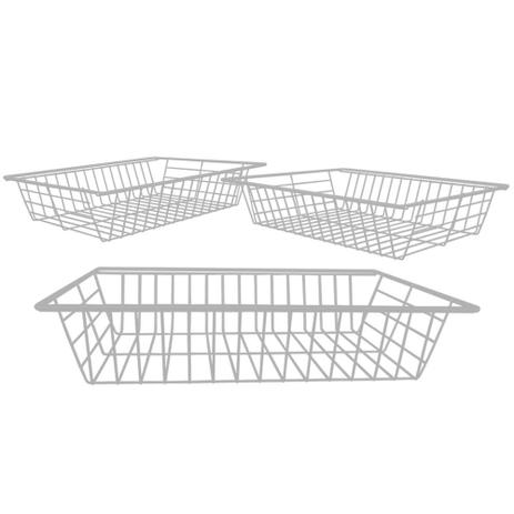 Kit 3 Cestos Fruteiras Aramado Branco em Aço com Corrediças M4 - Iguanna Menor preço em Kit 3 Cestos Fruteiras Aramado Branco em Aço com Corrediças M4 - Iguanna