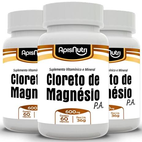 Kit 3 cloreto de magnésio p.a apisnutri 60 cápsulas Menor preço em Kit 3 cloreto de magnésio p.a apisnutri 60 cápsulas