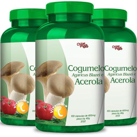 Kit 3 cogumelo agaricus blazei + acerola chá mais 100 cápsulas Menor preço em Kit 3 cogumelo agaricus blazei + acerola chá mais 100 cápsulas