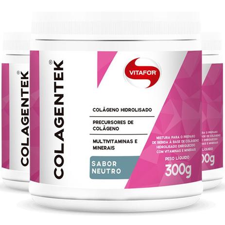 Kit 3 Colageno da Vitafor Hidrolisado Colagentek 300g Sabor Neutro Menor preço em Kit 3 Colageno da Vitafor Hidrolisado Colagentek 300g Sabor Neutro