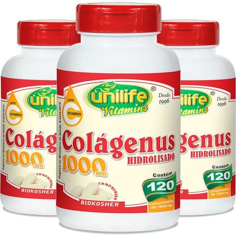 Kit 3 colágeno hidrolisado colágenus unilife 60 cápsulas Menor preço em Kit 3 colágeno hidrolisado colágenus unilife 60 cápsulas