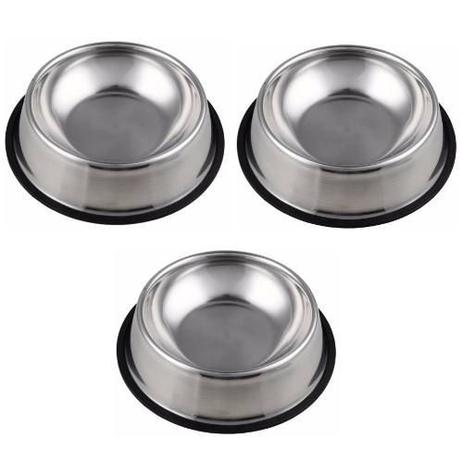 Kit 3 Comedouros Bebedouro Pote Inox Ração Cães E Gato 700ml - Jcm Menor preço em Kit 3 Comedouros Bebedouro Pote Inox Ração Cães E Gato 700ml - Jcm
