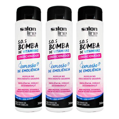 Kit 3 Condicionador S.O.S Bomba de Vitaminas 300ml - Salon Line é ruim? Kit 3 Condicionador S.O.S Bomba de Vitaminas 300ml - Salon Line é boa?