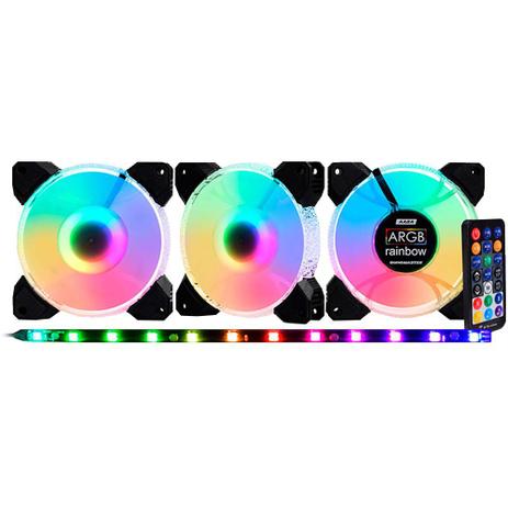 Kit 3 cooler fan kmex aabak1 white elf 3 in 1 argb com controladora e fita Menor preço em Kit 3 cooler fan kmex aabak1 white elf 3 in 1 argb com controladora e fita