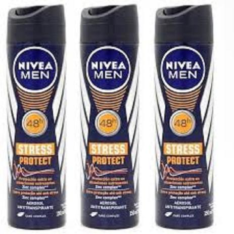 Kit 3 Desodorante Aero Nivea Men Stress Protect 150ml Menor preço em Kit 3 Desodorante Aero Nivea Men Stress Protect 150ml