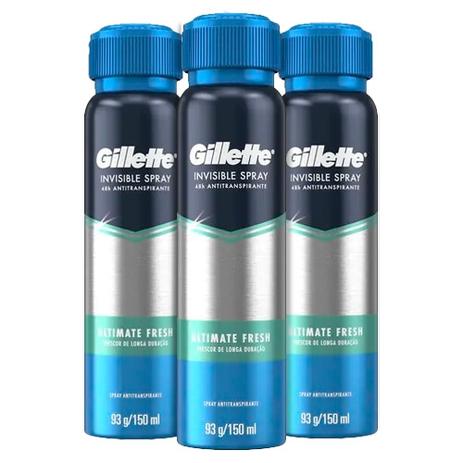 Kit 3 Desodorante Aerosol Gillette Ultimate Fresh Gillette 93g Menor preço em Kit 3 Desodorante Aerosol Gillette Ultimate Fresh Gillette 93g