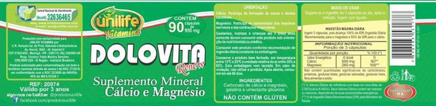 Kit 3 Dolomita Dolovita Renew 90 cápsulas - Unilife Menor preço em Kit 3 Dolomita Dolovita Renew 90 cápsulas - Unilife