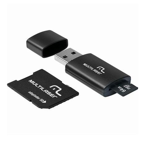 Kit 3 Em 1 Pen Drive+Cartao De Memoria+Adaptador SD 64GB MC115 Multilaser Menor preço em Kit 3 Em 1 Pen Drive+Cartao De Memoria+Adaptador SD 64GB MC115 Multilaser