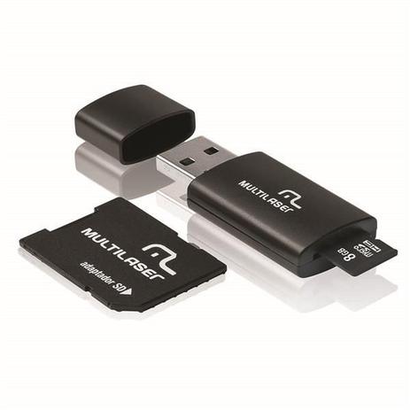 Kit 3 em 1 Pendrive + Adaptador SD + Cartão De Memória Classe 4 com Trava de Segurança 8GB Preto Multilaser - MC058 Menor preço em Kit 3 em 1 Pendrive + Adaptador SD + Cartão De Memória Classe 4 com Trava de Segurança 8GB Preto Multilaser - MC058