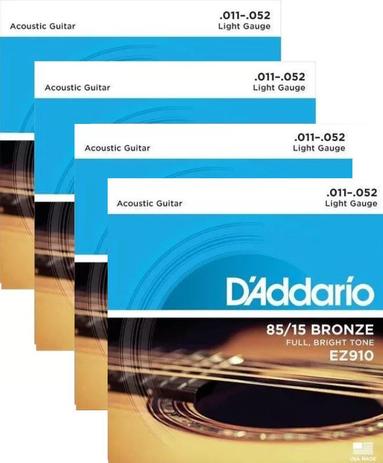 Kit 3 Encordoamento Cordas Violão Aço Daddario Ez910 011 Corda Mi Menor preço em Kit 3 Encordoamento Cordas Violão Aço Daddario Ez910 011 Corda Mi