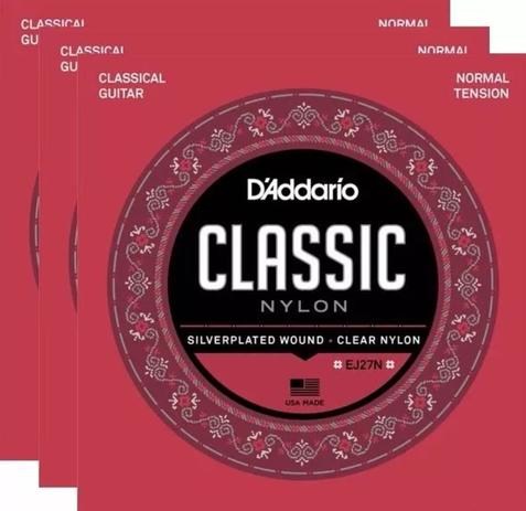 Kit 3 Encordoamento Cordas Violão Nylon Daddario Ej27n Média Corda - Daddario Menor preço em Kit 3 Encordoamento Cordas Violão Nylon Daddario Ej27n Média Corda - Daddario