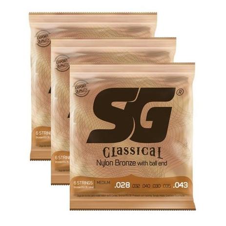 Kit 3 Encordoamento Cordas Violão Nylon Sg Tensão Média 5280 Menor preço em Kit 3 Encordoamento Cordas Violão Nylon Sg Tensão Média 5280