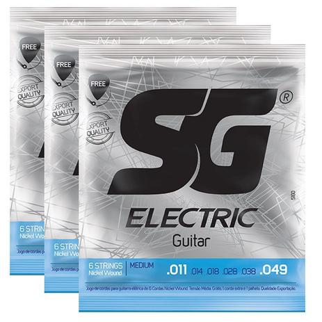 Kit 3 Encordoamento Guitarra 011 - Sg 5160 + Palheta Menor preço em Kit 3 Encordoamento Guitarra 011 - Sg 5160 + Palheta