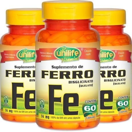 Kit 3 Ferro Quelato FE 14mg Unilife 60 cápsulas é boa?