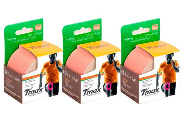 Kit 3 Fitas de Kinésio Bandagem Adesiva Tmax - Bege - Bioland Menor preço em Kit 3 Fitas de Kinésio Bandagem Adesiva Tmax - Bege - Bioland