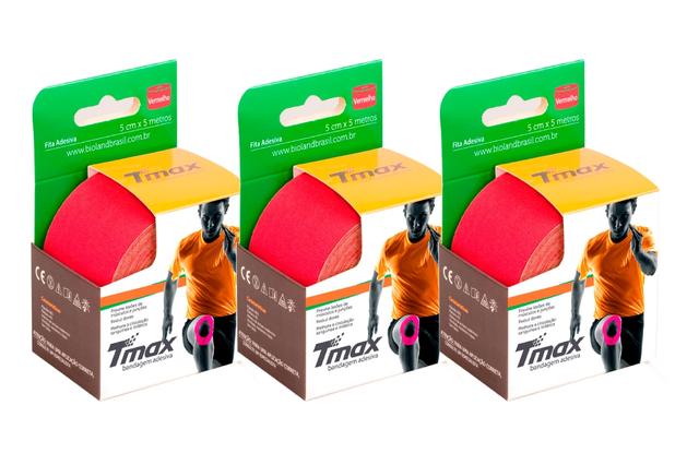 Kit 3 Fitas de Kinésio Bandagem Adesiva Tmax - Vermelho - Bioland Menor preço em Kit 3 Fitas de Kinésio Bandagem Adesiva Tmax - Vermelho - Bioland